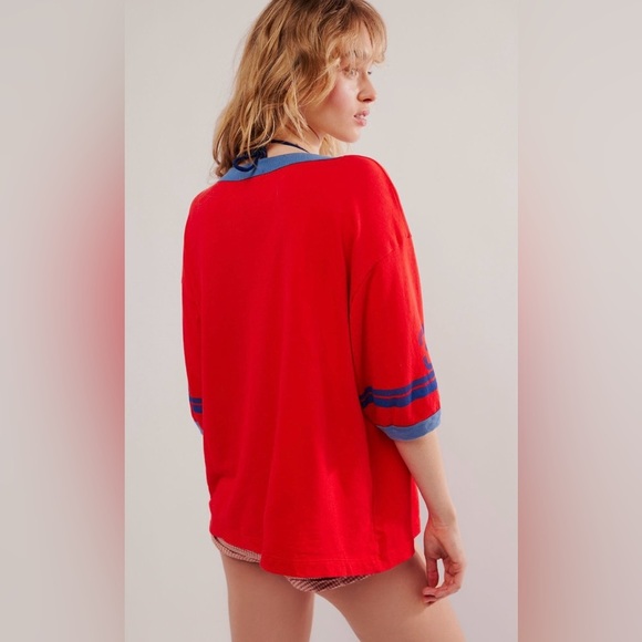 NWT Ragabond x Free People Lost & Found Ringer Tee XS Red Vintage - Picture 3 of 11